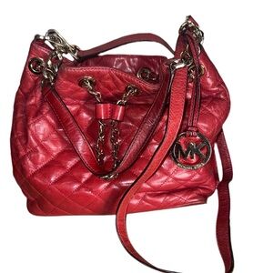 Michael Kors Cherry Red Quilted Shoulder Bag
